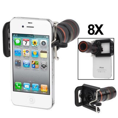 universeel 8 X F1.1 gezoem optische digitale Camera telescoop met gecorrigeerde houder voor iPhone 4 & 4S / onder 7cm breed mobiele telefoons(zwart)