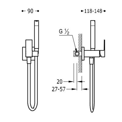 Handdoekhouder t.b.v. bidetmengkraan Tres Cuadro Exclusive Mat Zwart Tres Handdoekhouder t.b.v. bidetmengkraan Tres Cuadro Exclusive Mat Zwart Tres