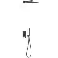 Regendoucheset Inbouw Tres Cuadro Exclusive Met Wandarm en Handdoucheset met Staafhanddouche Mat Zwart Tres - thumbnail