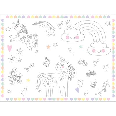 Folat BV Inkleurbare placemats unicorns & rainbows, 6st.