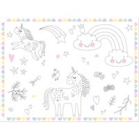 Folat BV Inkleurbare placemats unicorns & rainbows, 6st. - thumbnail