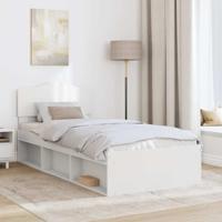Bedframe met hoofdeinde Wit 90 x 200 cm Massief grenenhout - thumbnail