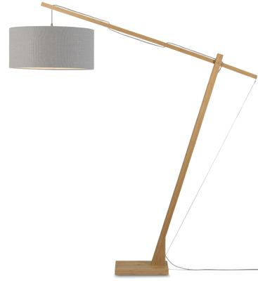 GOOD&MOJO Vloerlamp 'Montblanc' Bamboe en Eco linnen, 207cm, kleur Lichtgrijs