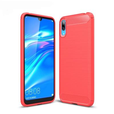 Geborsteld textuur Carbon Fiber schokbestendig TPU Case voor Huawei genieten van 9 (rood)
