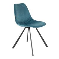 Dutchbone Eetkamerstoel 'Franky' Velvet, kleur Petrol - thumbnail