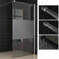 Slim glasplaat 800 x 2000 x 8 mm nano helder glas met melkglas middenband - thumbnail