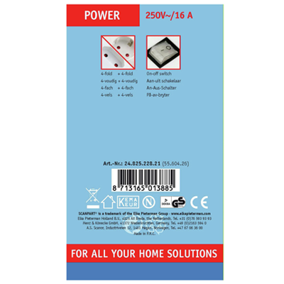 Scanpart Tafelcontactdoos 4 En 4-voudig Schakelaar Ak En 1.5m(3x1,5mm) Scanpart Tafelcontactdoos 4 En 4-voudig Schakelaar Ak En 1.5m(3x1,5mm)