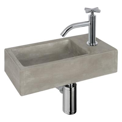 Fonteinset Differnz Ravo Beton 38.5x18.5x9 cm Donker Grijs Met Gebogen Kruis Kraan Chroom Fonteinset Differnz Ravo Beton 38.5x18.5x9 cm Donker Grijs Met Gebogen Kruis Kraan Chroom