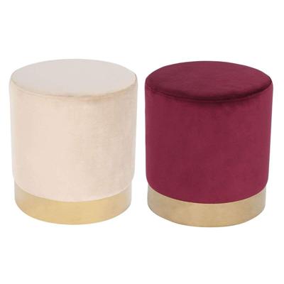 Voetensteun DKD Home Decor Beige Bordeaux Fluweel 40 x 40 x 42 cm (2 Stuks)