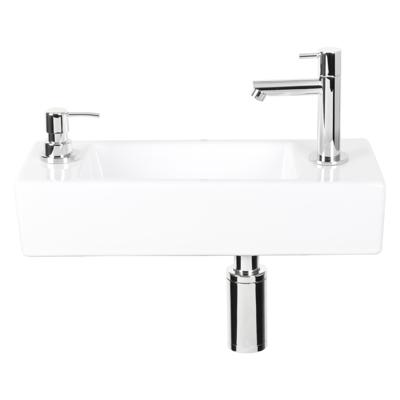 Differnz Sapon fonteinset met zeepdispenser keramiek wit kraan recht chroom 42 x 18.5 x 9 cm