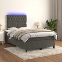 Boxspring met matras en LED fluweel donkergrijs 120x200 cm - thumbnail