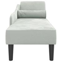 Chaise longue met kussens fluweel lichtgrijs - thumbnail