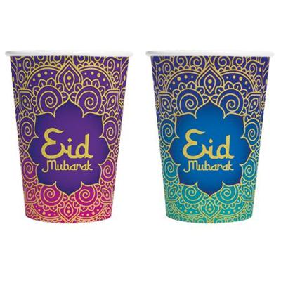 Eid Mubarak Bekers Paars/Blauw (8st)