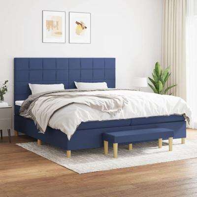 Boxspring met matras stof blauw 200x200 cm
