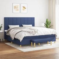 Boxspring met matras stof blauw 200x200 cm - thumbnail