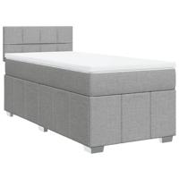 Boxspring met matras stof lichtgrijs 120x190 cm - thumbnail