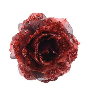 Roosclip d14h8.5cm donkerrood