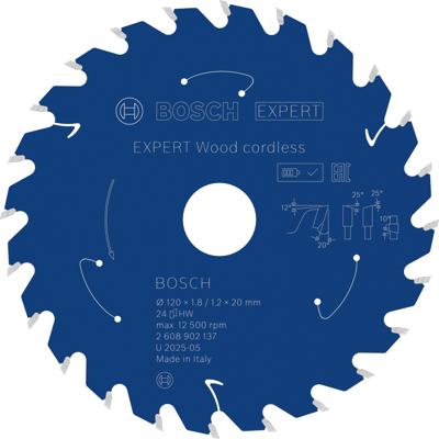 Bosch Accessoires EXPERT Wood cordless Cirkelzaagblad | 120 x 1,8/1,2 x 20 mm | T24 - 2608902137