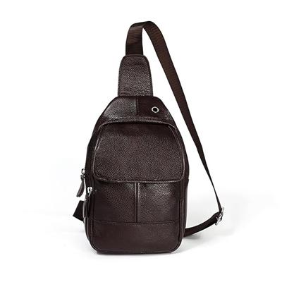 6023 casual Litchi textuur zachte gezicht echt leer een schouder Cross Body tas voor mannen (koffie)