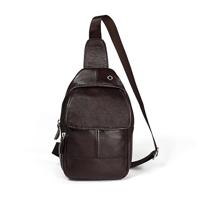6023 casual Litchi textuur zachte gezicht echt leer een schouder Cross Body tas voor mannen (koffie) - thumbnail