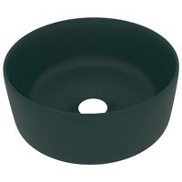 VidaXL Wastafel rond 40x15 cm keramiek mat donkergroen - thumbnail