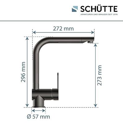 Schutte RIO ééngreepsmengkraan keuken met hoge uitloop | hoogglans grafiet
 79836 - thumbnail