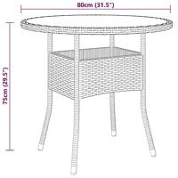 3-delige Bistroset poly rattan en gehard glas zwart - thumbnail