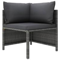6-delige Loungeset met kussens poly rattan grijs - thumbnail