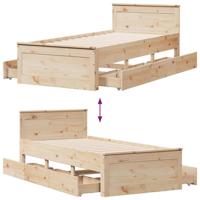 Bedframe met hoofdbord zonder matras grenenhout 75x190 cm - thumbnail
