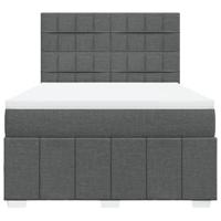 Boxspring met matras stof donkergrijs 140x200 cm - thumbnail