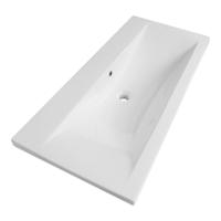 Brauer Halo Wastafel - 100 cm - met 1 Spoelbak en 0 Kraangaten - Keramiek Hoogglans Wit - thumbnail