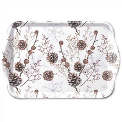 Ambiente tray 13x21cm pine cones wit