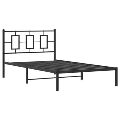 Bedframe met hoofdbord metaal zwart 107x203 cm Bedframe met hoofdbord metaal zwart 107x203 cm