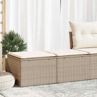 2-delige Loungeset met kussens poly rattan acacia beige - thumbnail