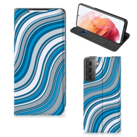 Samsung Galaxy S21 | Hoesje met Magneet | Waves Blue - thumbnail