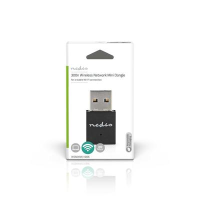 Nedis Netwerk-Dongel | Wi-Fi | N300 | 2.4 GHz | USB2.0 | Wi-Fi-snelheid totaal: 300 Mbps | Windows 10 / Windows 11 / Windows 8 - WSNWM310BK Nedis Netwerk-Dongel | Wi-Fi | N300 | 2.4 GHz | USB2.0 | Wi-Fi-snelheid totaal: 300 Mbps | Windows 10 / Windows 11 / Windows 8 - WSNWM310BK