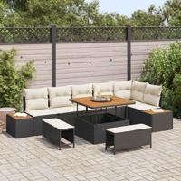 Tuinbankenset 9 pcs Zwart poly rattan - thumbnail