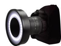 Kaiser Fototechnik 3250 KR90 ringlamp (30x drie-chip LED, filterdraad 77mm) met geïntegreerde accu incl. adapterringen 55-72mm zwart - thumbnail