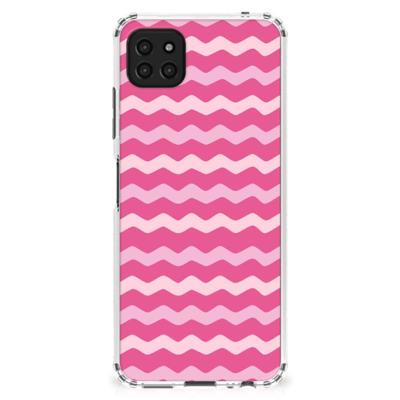 Samsung Galaxy A22 5G Doorzichtige Silicone Hoesje Waves Pink Samsung Galaxy A22 5G Doorzichtige Silicone Hoesje Waves Pink