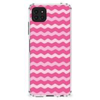 Samsung Galaxy A22 5G Doorzichtige Silicone Hoesje Waves Pink - thumbnail