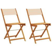 Bistrostoelen 2 st massief acaciahout en stof beige - thumbnail