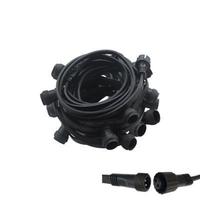 LED prikkabel zwart 10 fittingen E27 10m stekkerklaar