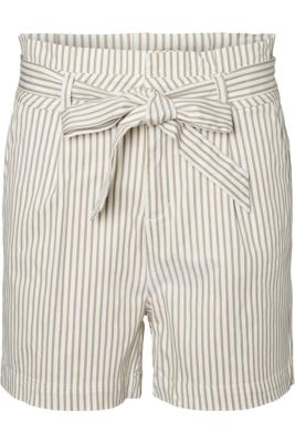 VERO MODA gestreepte high waist wide leg bermuda wit/beige VERO MODA gestreepte high waist wide leg bermuda wit/beige