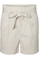VERO MODA gestreepte high waist wide leg bermuda wit/beige - thumbnail
