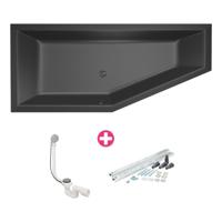 Ligbad Beterbad Xenz Society Compact Links 170x75x44 cm Mat Zwart - thumbnail