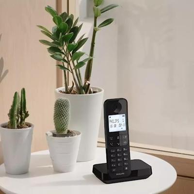 Philips Duo D2702B Draadloze vaste telefoon, 11,6 cm (4,6 inch), verticale microfoon, handsfree, tot 14 uur, geoptimaliseerde antenne, twee telefoons, zwart
