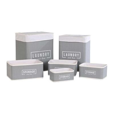 Mandenset DKD Home Decor Donker grijs Bamboe 40 x 30 x 46 cm 5 Onderdelen