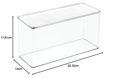 iDesign - Opbergbox met Deksel, 34.3 x 14.6 x 17.8 cm, Stapelbaar, Kun