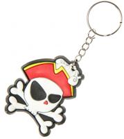 LG Imports sleutelhanger piraat jongens 5,5 cm wit/rood/zwart - thumbnail