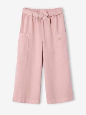 Wijde driekwartsbroek in Tencel® voor meisjes rozen